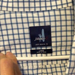johnnie-O White and Blue Plaid Men's Shirt